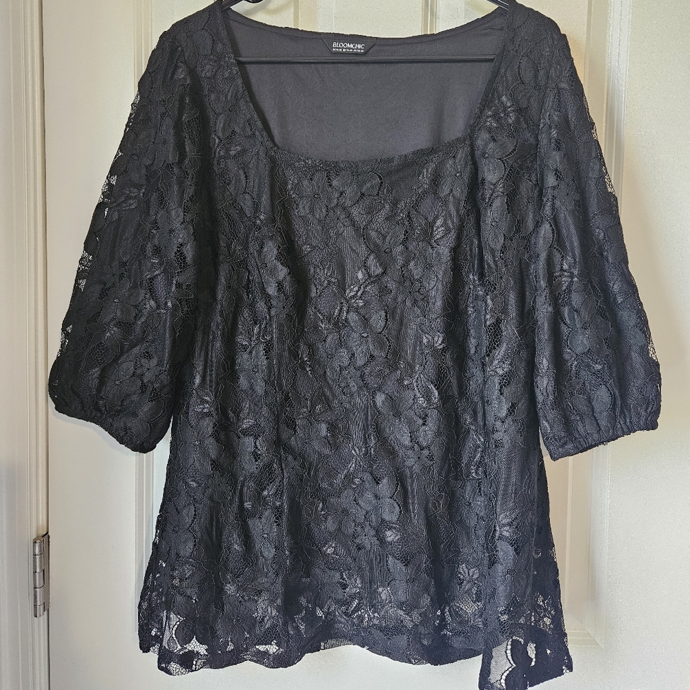 BloomChic Black Floral Lace Blouse
